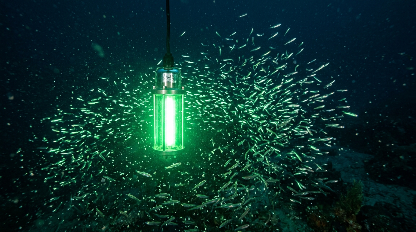 Lampe immergée verte attirant le plancton et les poissons fourrage la nuit