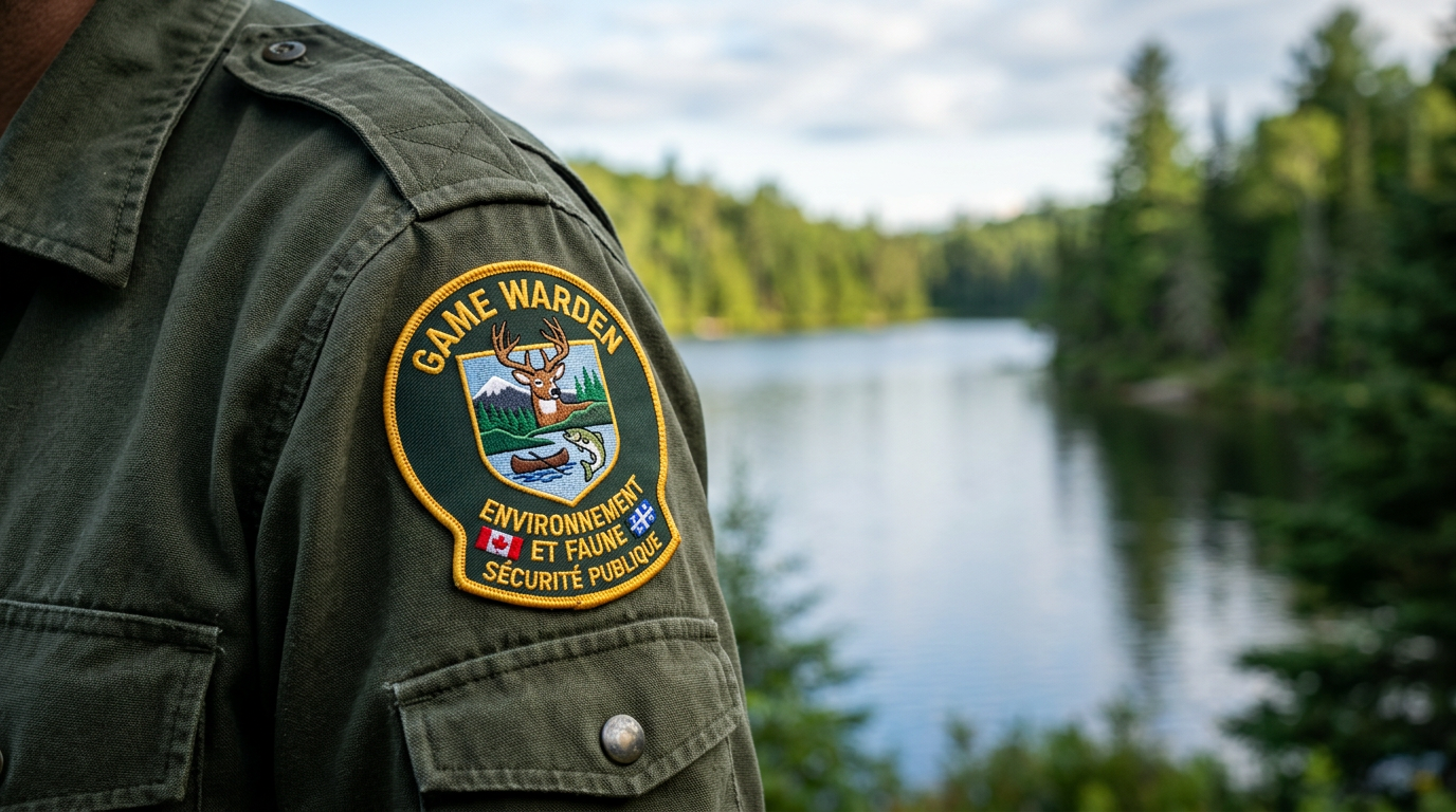 Écusson officiel d'un garde-pêche sur son uniforme