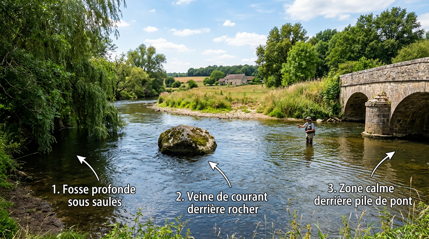 Lecture de l'eau et postes à chevesne en rivière