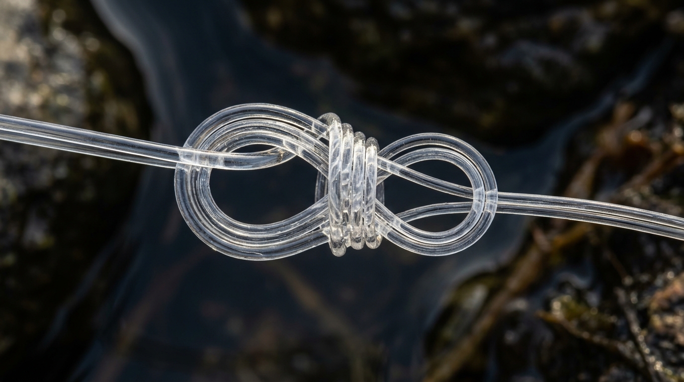 Détail macro d'un nœud boucle dans boucle pour raccorder un bas de ligne