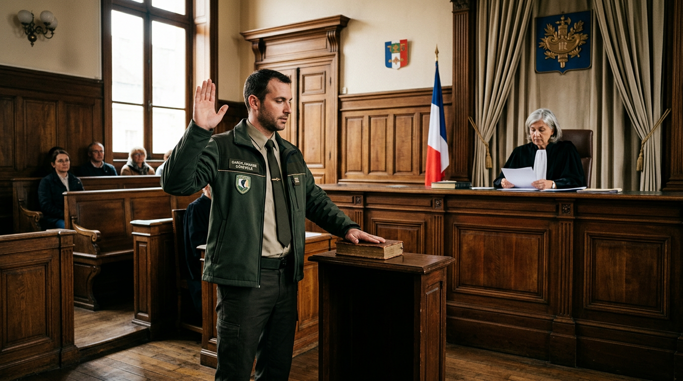 Prestation de serment d'un garde-pêche particulier au tribunal