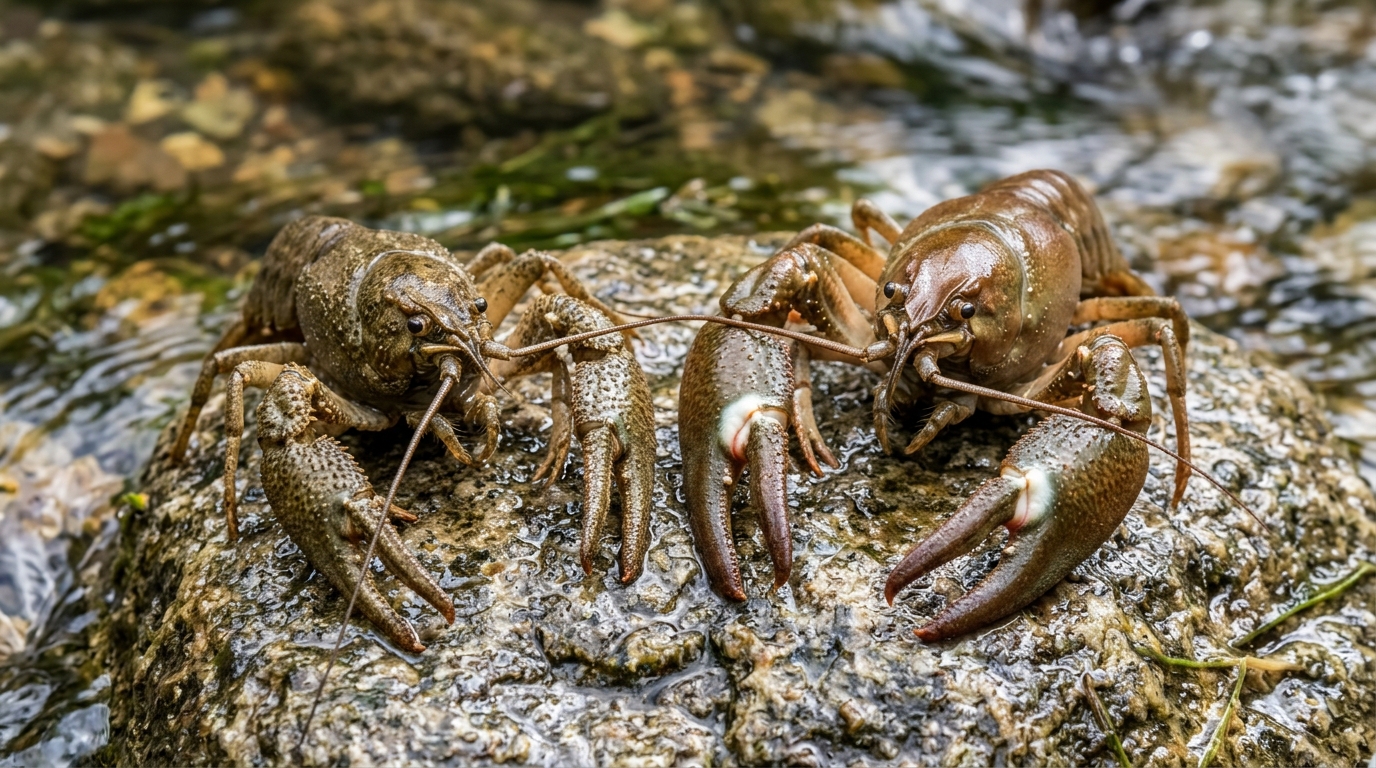 Comparaison entre une écrevisse à pattes blanches et une écrevisse signal invasive