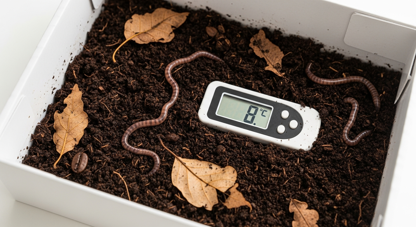 Conservation vers de terre substrat terreau thermomètre température